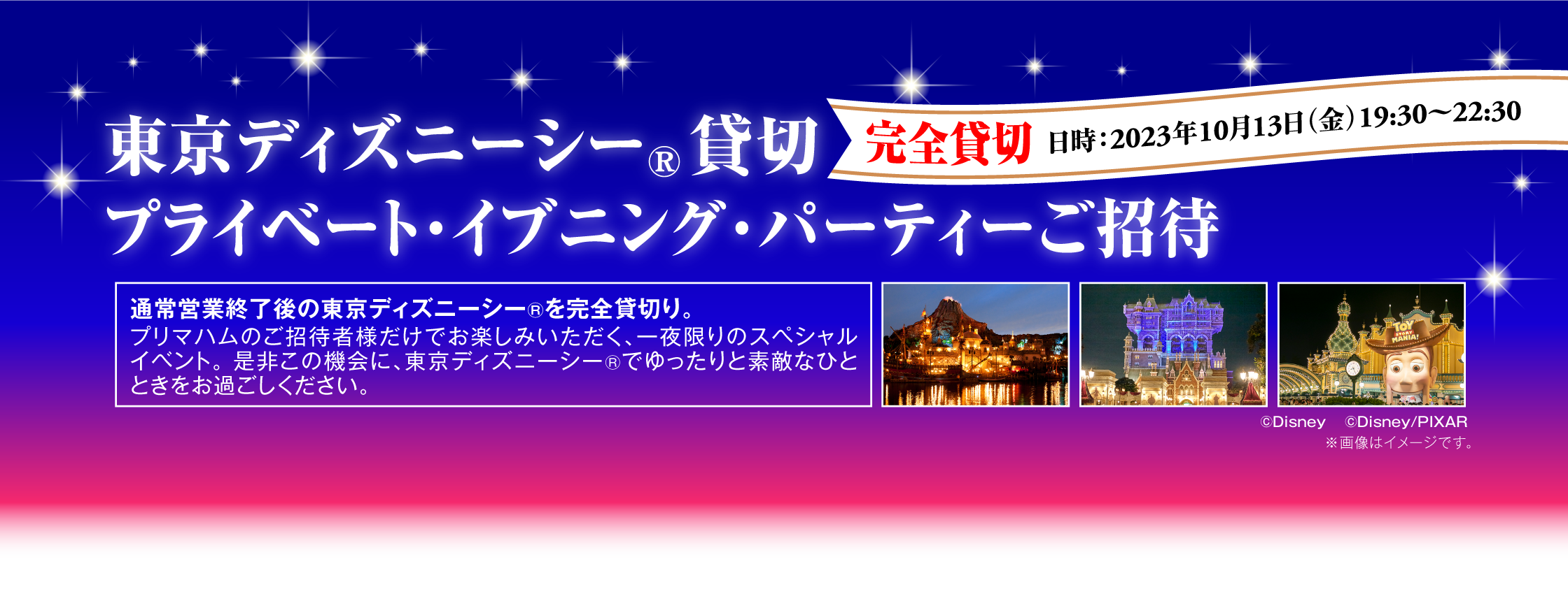 完全貸切 東京ディズニーシー®貸切プライベート・イブニング・パーティーご招待