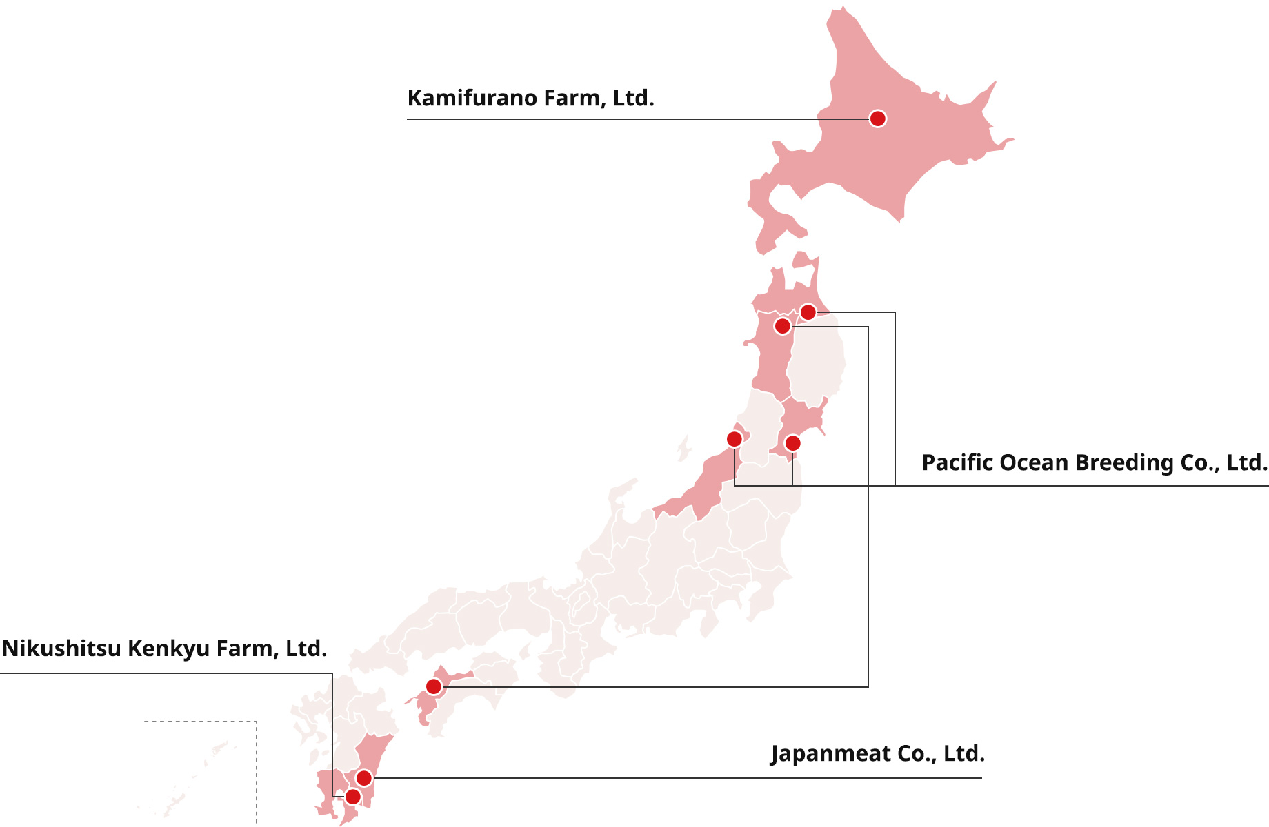 Map showing eight domestic pork-producing regions in the country.