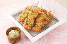 ウインナーとアスパラの串カツ 菜の花タルタル