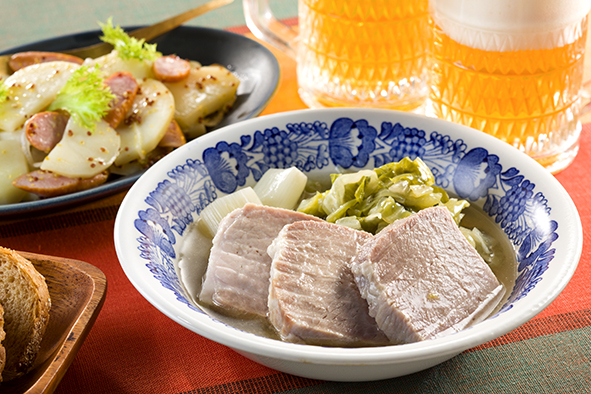 プリマハム レシピ 塩豚とキャベツのドイツ風煮込み あっさりポテトサラダ