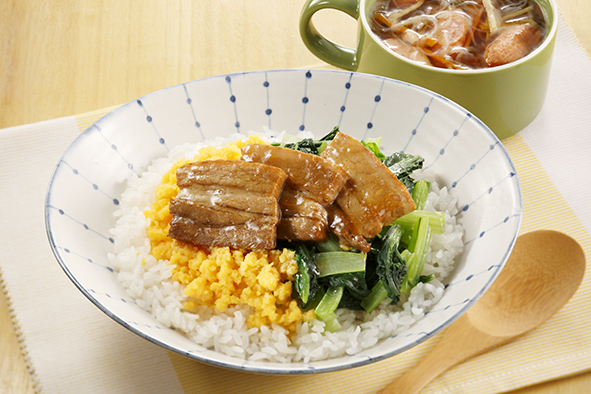 合格煮丼＆ウインナーと春雨のスープ