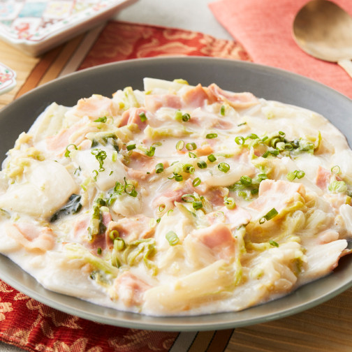 ベーコンと白菜のミルク煮