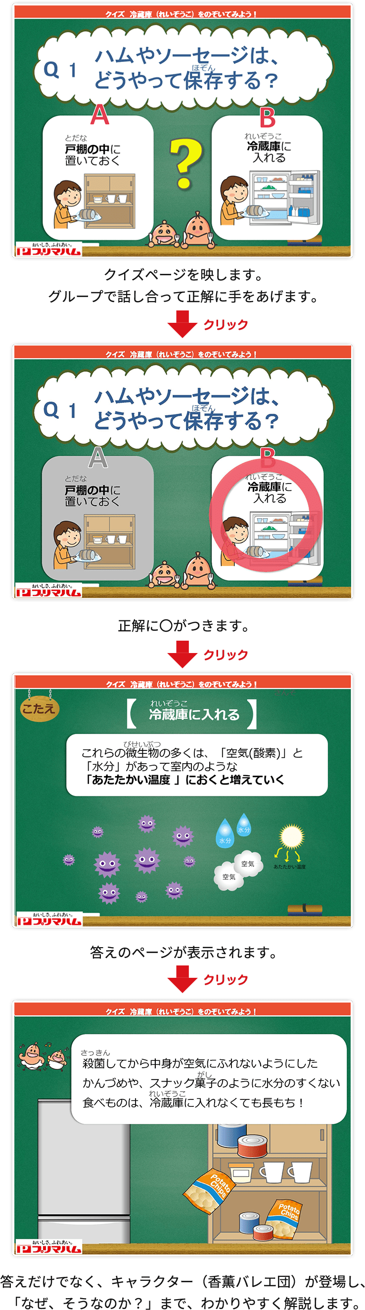 出前授業プログラム「冷蔵庫をのぞいてみよう!」の教材の画像